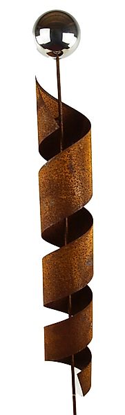 Posiwio Gartenstecker Gartenstecker Spirale Rostoptik Edelstahlkugel günstig online kaufen