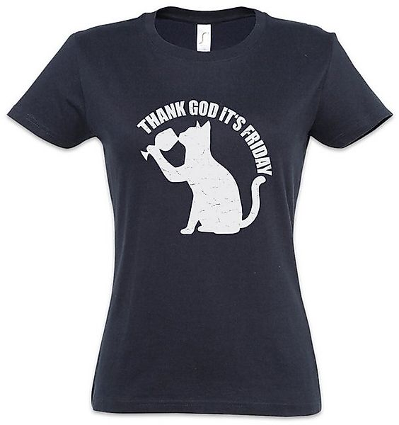 Urban Backwoods Print-Shirt Thank God It's Friday Cat Damen T-Shirt TGIF We günstig online kaufen