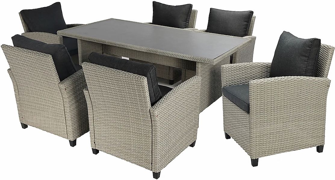 KONIFERA Garten-Essgruppe "Amsterdam" Set, 6x Sessel, 6x Sitzauflagen, 6x R günstig online kaufen