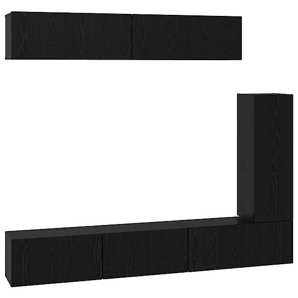 vidaXL TV-Schrank-Set 6-Tlg Schwarz Eichen-Optik 30,5 x 30 x 90 cm 3393265 günstig online kaufen