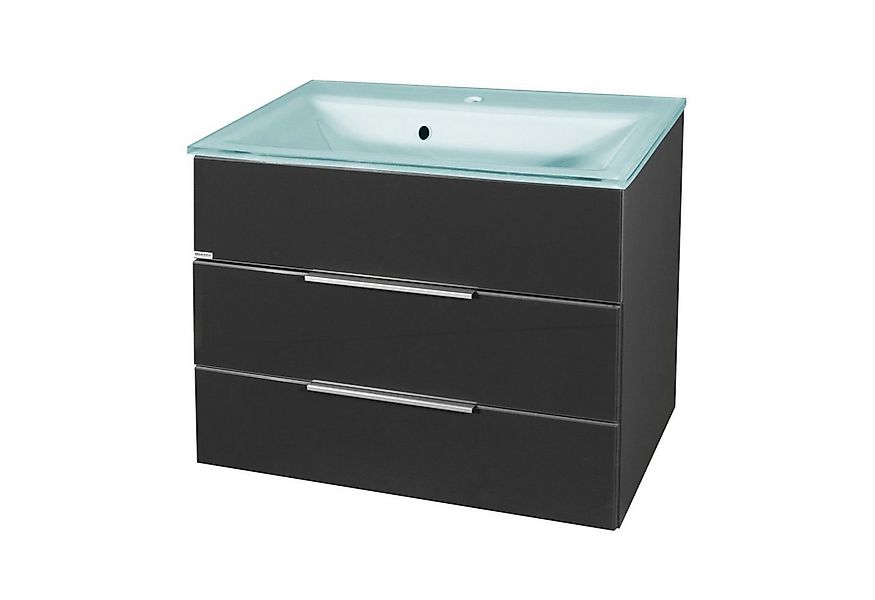 FACKELMANN Badmöbel-Set KARA Badmöbel Set 2-teilig 80cm, Anthrazit, Glas Mi günstig online kaufen