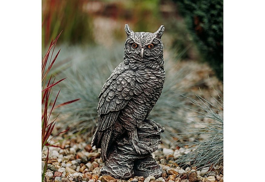 gartendekoparadies.de Gartenfigur Eule Uhu mit Gefieder, Steinfigur, H. 41 günstig online kaufen