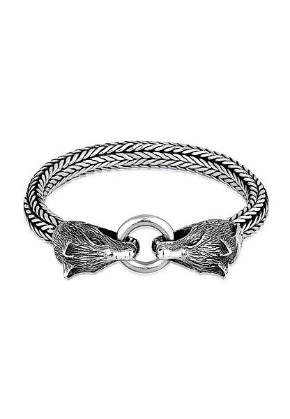 Kuzzoi Armband Herren Wolfskopf Ringverschluss Rund 925 Silber günstig online kaufen