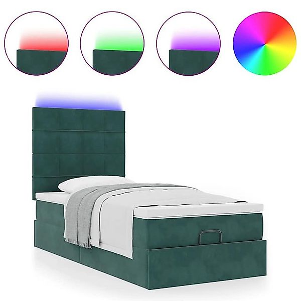 vidaXL Bett Ottoman-Bett mit Matratzen & LEDs Dunkelgrün 80x200 cm Samt günstig online kaufen