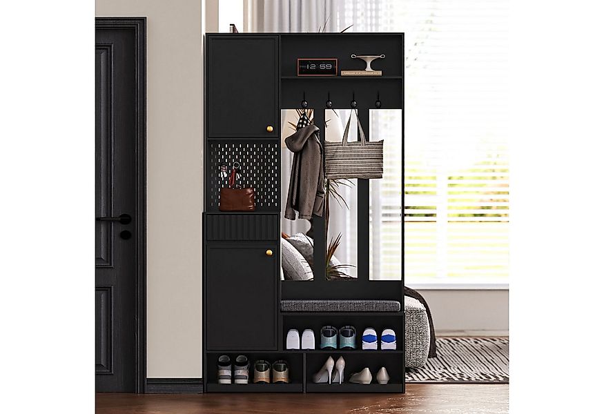 KLAM HOME Garderoben-Set Garderobenset, Komplett-Set Flurgarderobe mit Sitz günstig online kaufen