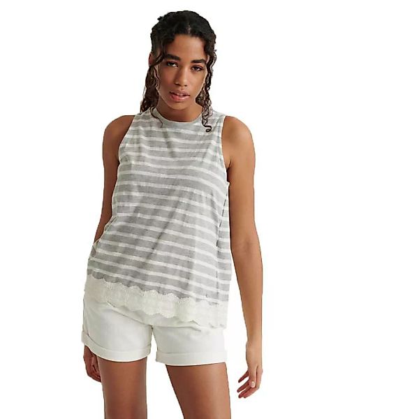 Superdry Lace Mix Ärmelloses T-shirt 2XS Grey Marl Stripe günstig online kaufen