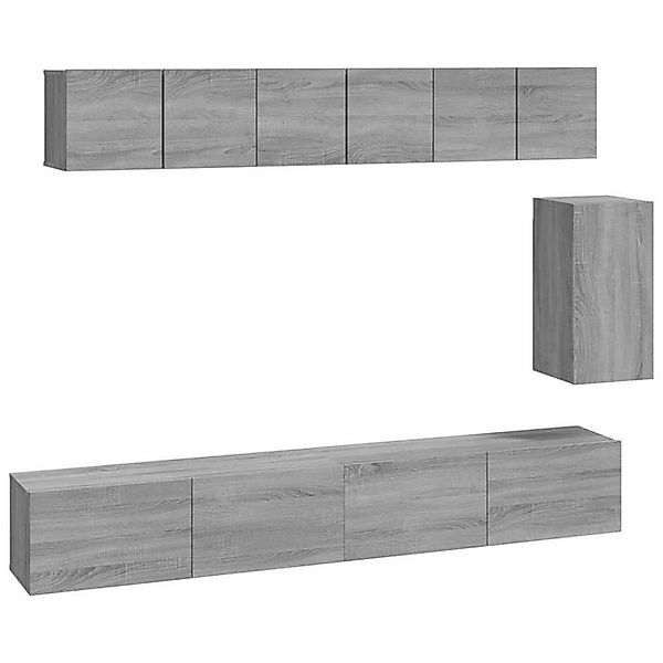 furnicato TV-Schrank 6-tlg. TV-Schrank-Set Grau Sonoma Holzwerkstoff (1-St) günstig online kaufen