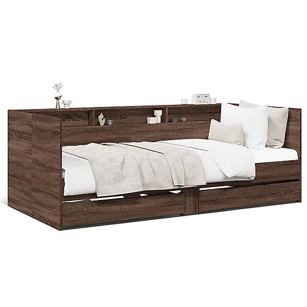 vidaXL Bett, Tagesbett Schubladen Braun Eiche-Optik 90x190 cm Holzwerkstoff günstig online kaufen