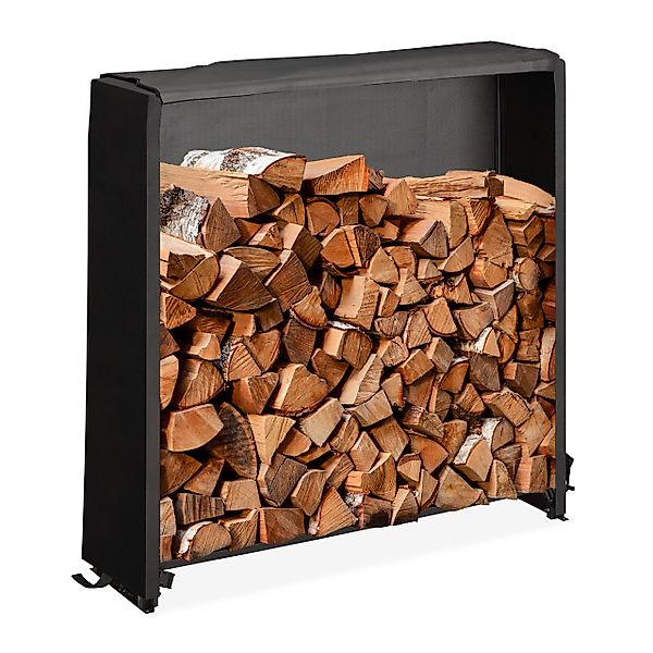 relaxdays Kaminholzregal mit Abdeckung, BxTxH:110x29x110 cm, günstig online kaufen