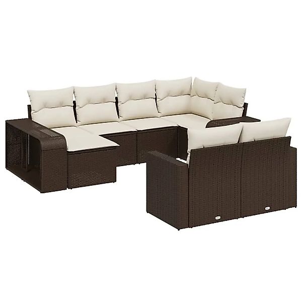 vidaXL 10-Tlg Garten-Sofagarnitur mit Kissen Braun Poly Rattan 3261293 günstig online kaufen