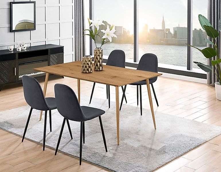 Leonique Essgruppe »Eadwine, TOPSELLER! Tisch plus 4 Stühle, Sitzgruppe« Se günstig online kaufen