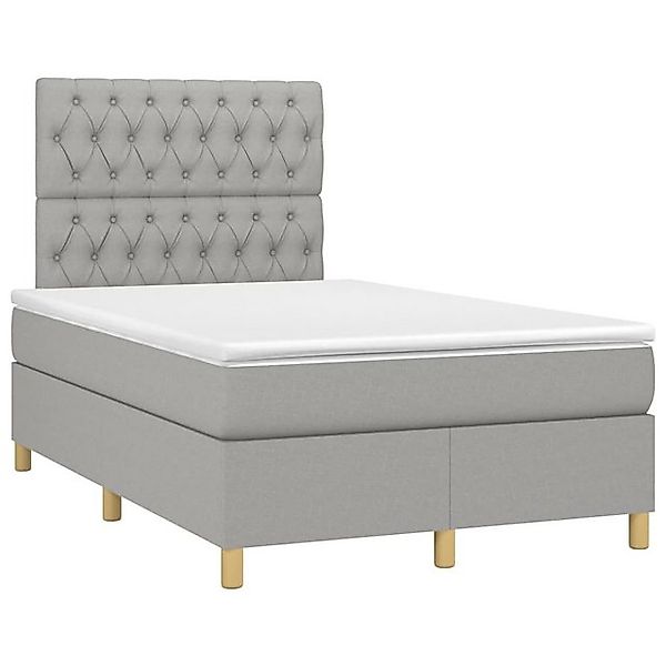 vidaXL Boxspringbett, Boxbett mit Matratze Hellgrau 120x190 cm Stoff günstig online kaufen
