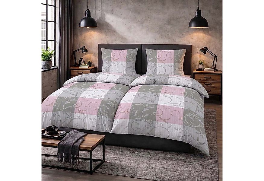 Casa Colori Bettwäsche Seersucker Garnitur 135x200 Reißverschluss in Grau R günstig online kaufen