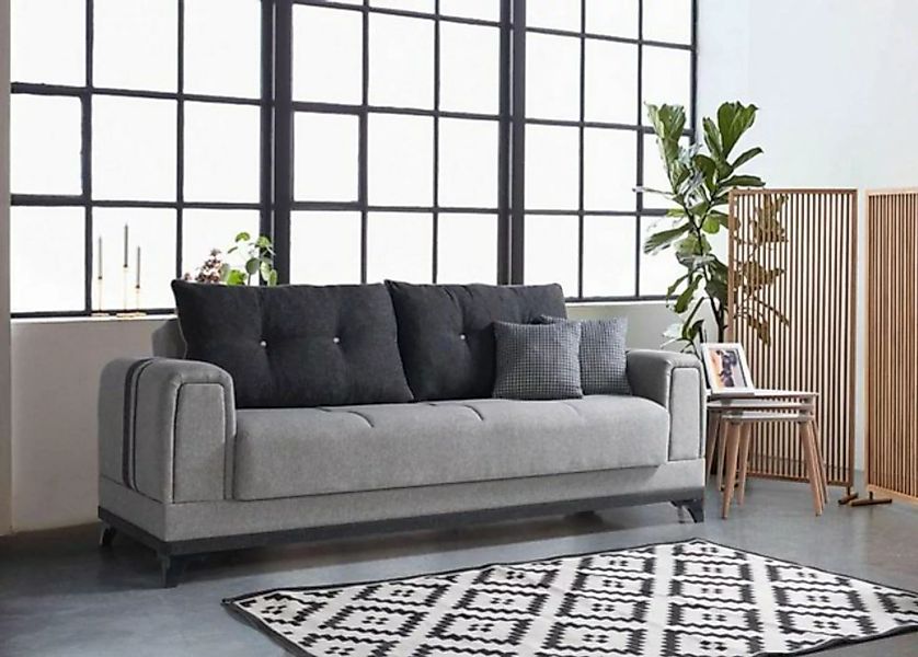 JVmoebel Sofa Wohnzimmer Luxus Sofa 3 Sitzer Relax Sofas Modern Grau Relax günstig online kaufen