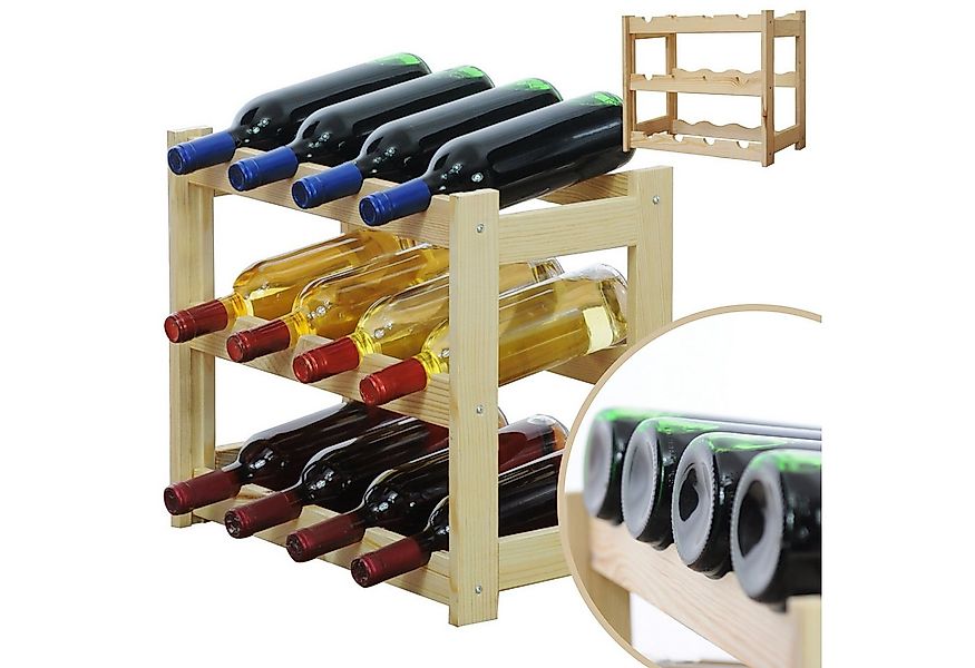 Modo24 Weinregal Flaschenregal Holzregal Flaschenständer Varianten 12 bis 9 günstig online kaufen