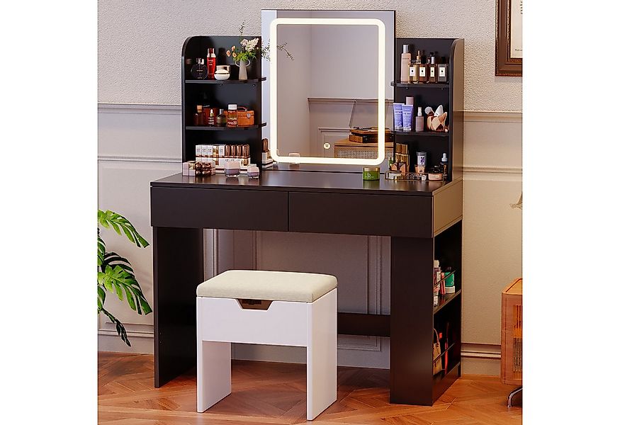 HOMALL Schminktisch mit Spiegel, LED-Beleuchtung, einstellbare Helligkeit, günstig online kaufen