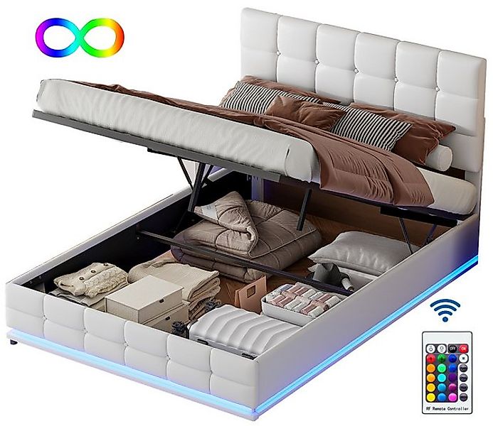 FUROKOY Polsterbett Modernes Bett mit LED aus hochwertigem Kunstleder,hydra günstig online kaufen