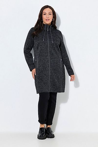 Ulla Popken Sweatjacke Strickfleecejacke Stehkragen lang Zipptaschen günstig online kaufen