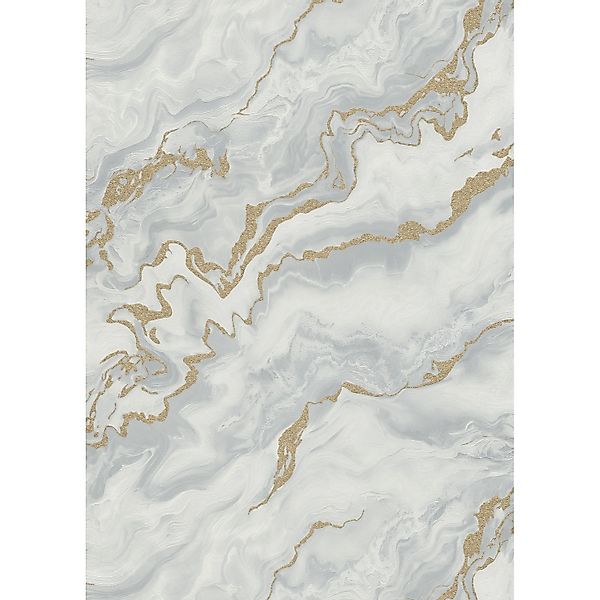 Erismann Vliestapete Marmor Optik Wellen Grau Gold Metallic 10447-31 Elle D günstig online kaufen