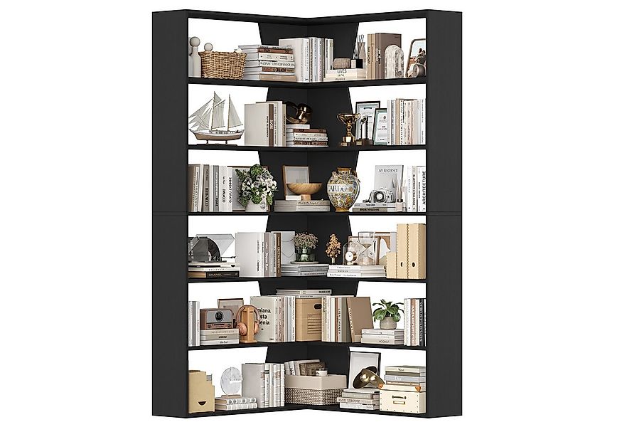 Homfa Bücherregal Eckregal Standregal Eck-Bücherregal, mit 6 Ebenen aus Hol günstig online kaufen