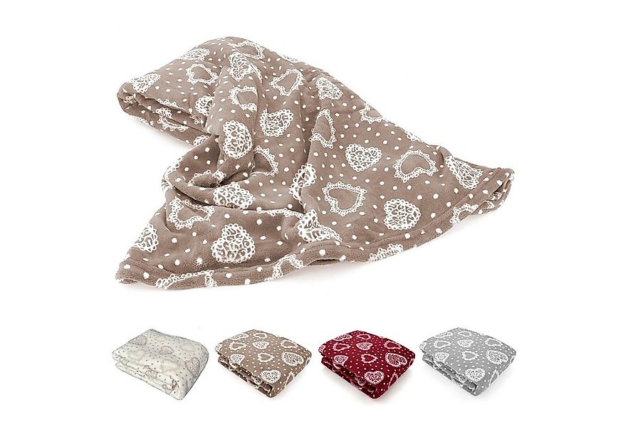 Wohndecke Kuscheldecke Herzen Flanell Sofadecke Landhaus, heimtexland, kusc günstig online kaufen