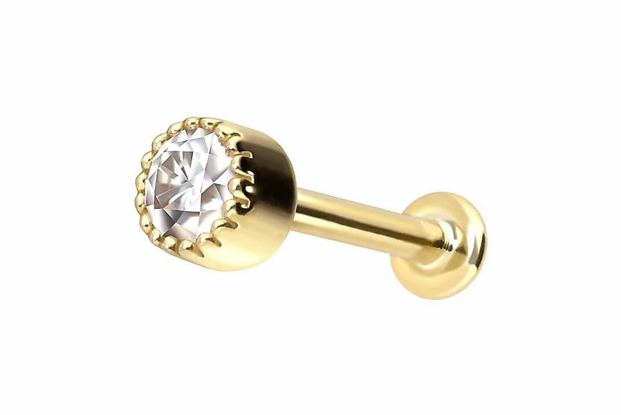 PIERCINGLINE Piercing-Set 14 Karat Gold Labret mit Innengewinde MOISSANIT-D günstig online kaufen
