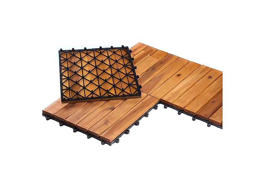 BURI Holzfliesen 11 Balkonfliesen 30x30 Terrassenfliesen Klicksystem 1qm Ba günstig online kaufen