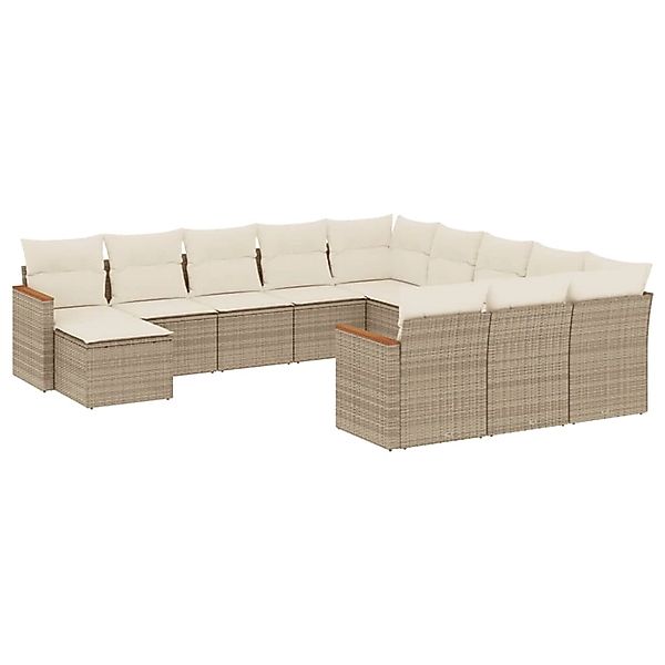 vidaXL 12-Tlg Garten-Sofagarnitur mit Kissen Beige Poly Rattan 3258985 günstig online kaufen