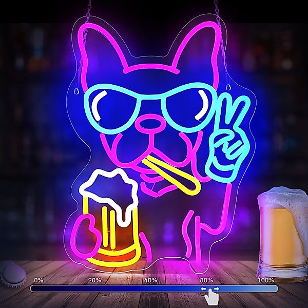 MUPOO LED Dekolicht Bier Hund Neon günstig online kaufen