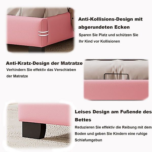 STILVORA Kinderbett 90×200 Polsterbett mit matratze,Bett in Kronenformung m günstig online kaufen