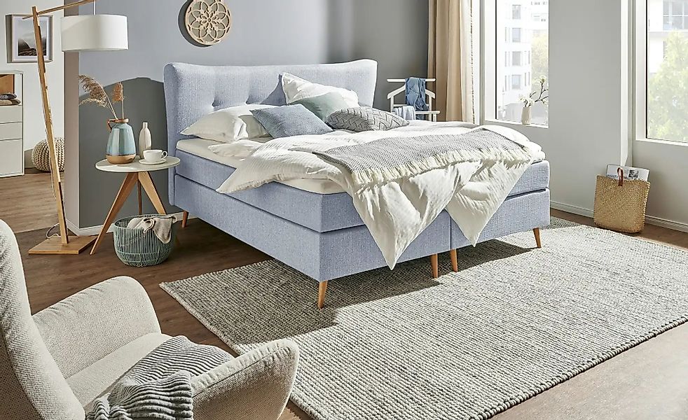 Boxspringbett  Ferill ¦ grau ¦ Maße (cm): B: 157 H: 122 Betten > Boxspringb günstig online kaufen