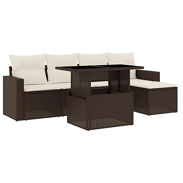 vidaXL 6-Tlg Garten-Sofagarnitur mit Kissen Braun Poly Rattan 3267243 günstig online kaufen
