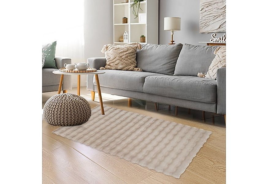 HOMELUX Teppich Wohnzimmer Fellteppich Kunsfell 3D-Blase, Weich Mehrere Grö günstig online kaufen