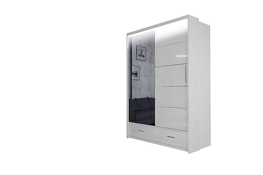 MOEBLO Kleiderschrank Cylia (Schwebetüren, grau/schwarz/weiß Schwebetürensc günstig online kaufen