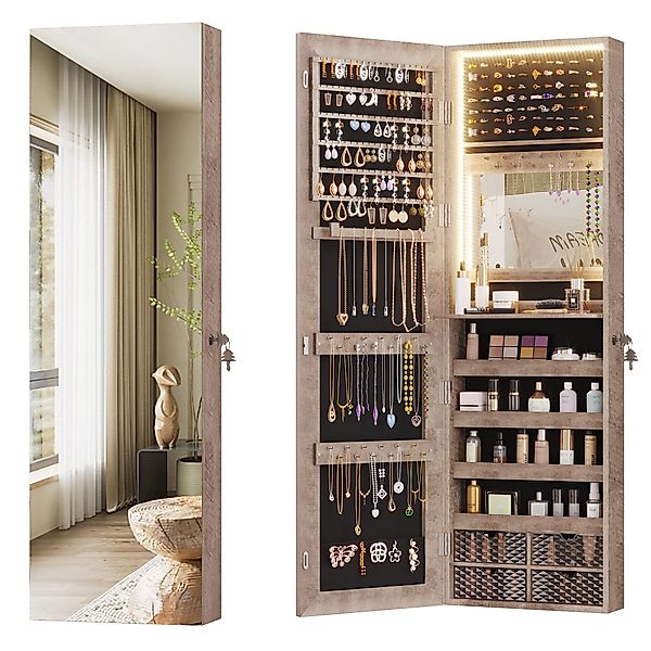 LVSOMT Schmuckschrank mit Spiegel, Hängend und günstig online kaufen