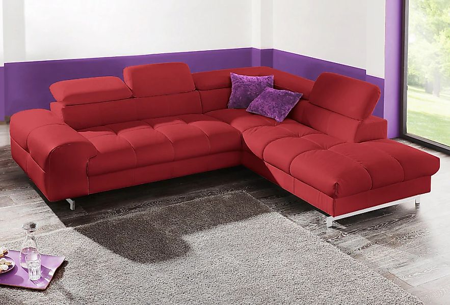 COTTA Ecksofa "Chef L-Form", mit Kopfteilverstellung, edle Metallkufen, wah günstig online kaufen