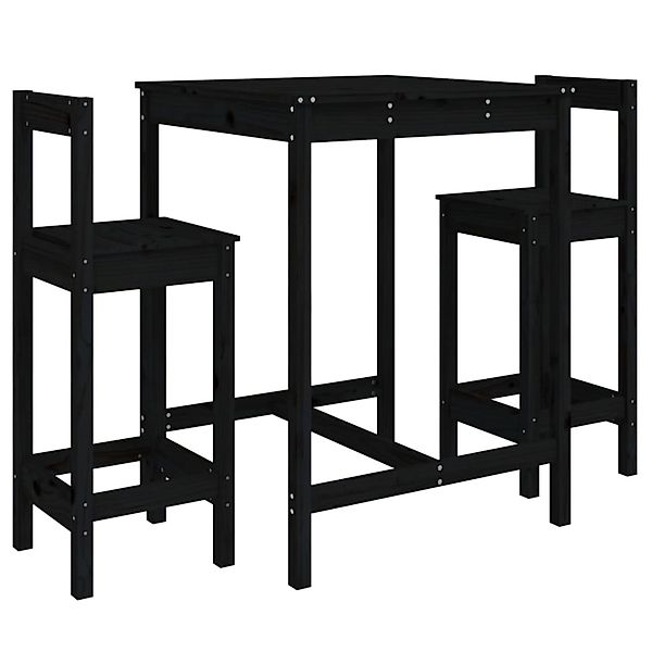 vidaXL 3-Tlg Gartenbar-Set Schwarz Massivholz Kiefer 3154739 günstig online kaufen