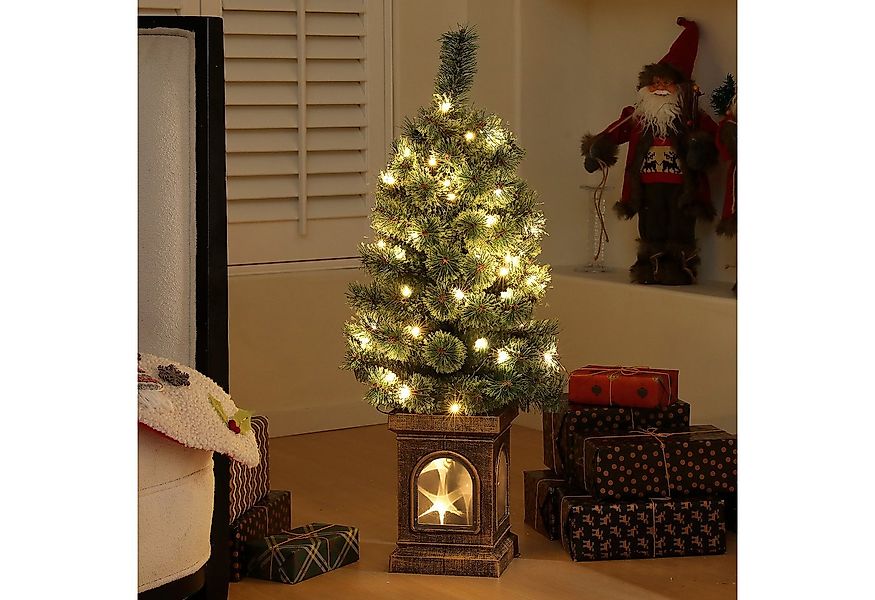 HOMCOM Künstlicher Weihnachtsbaum mit LED-Leuchten, 90 cm,mit Fernbedienung günstig online kaufen