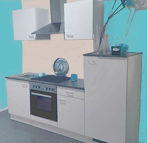 Einbauküche MANKAWHITE 27 Küche - Schränke montiert/ Küchenzeile 195 cm mit günstig online kaufen