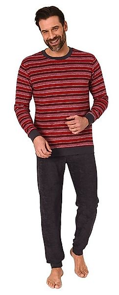 Normann Pyjama Herren Frottee Schlafanzug lang, Pyjama mit feinem Ringel-Mu günstig online kaufen