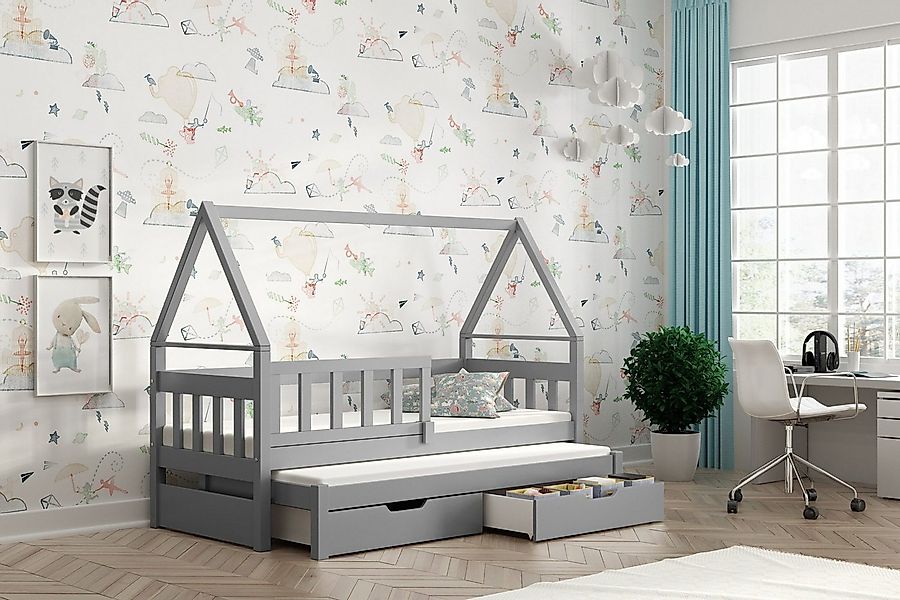 thematys Kinderbett mit Rausfallschutz und Ausziehbett und 2 Schubladen INK günstig online kaufen