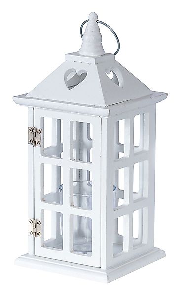 Levandeo® Kerzenlaterne, Laterne H25cm Holz Weiß günstig online kaufen
