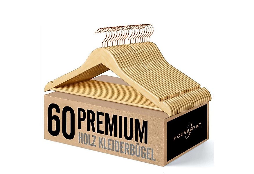 House Day Kleiderbügel Holz für Anzüge, rutschfest, (60-tlg), Kleiderbügel günstig online kaufen