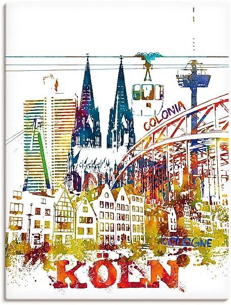 Artland Leinwandbild »Köln Dom Grafik« Köln 1 Stk. tlg. auf Keilrahmen gesp günstig online kaufen