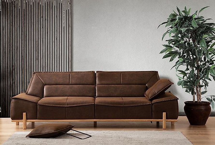 Xlmoebel Sofa Modernes braunes Dreisitzer-Stoffsofa mit Polstern – Couch in günstig online kaufen