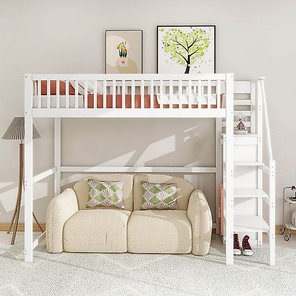 HAUSS SPOLE Hochbett 90x200 mit Treppe, günstig online kaufen