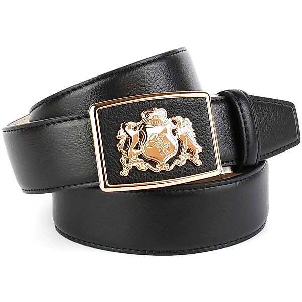 Anthoni Crown Ledergürtel, mit goldfarbenem Anthoni Crown Wappen, zeitlos günstig online kaufen