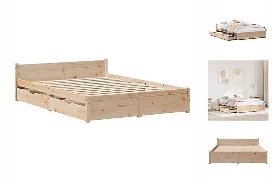 vidaXL Bettgestell Massivholzbett ohne Matratze 140x200 cm Kiefernholz Bett günstig online kaufen