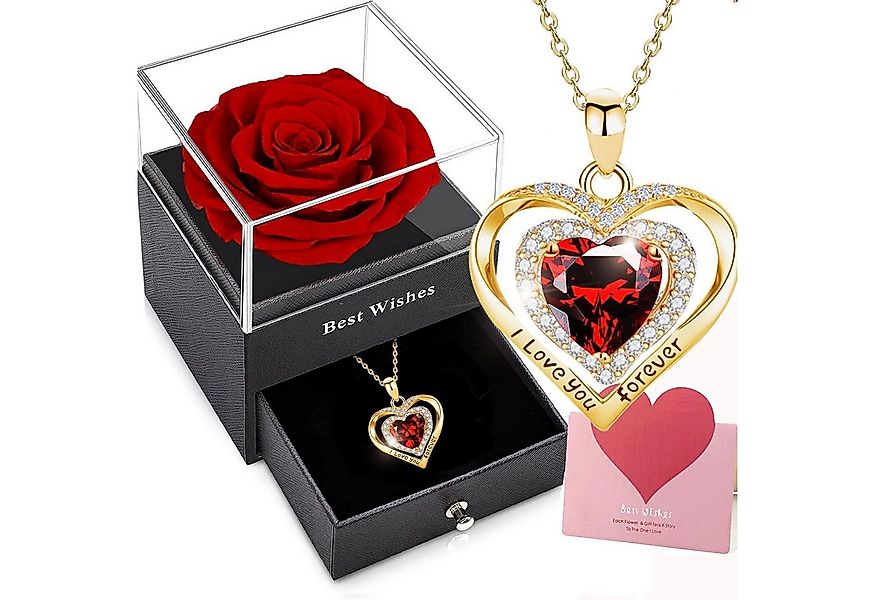 LuxusKollektion Kette und Anhänger Set Rosenbox Ewige Rose Konservierte Blu günstig online kaufen