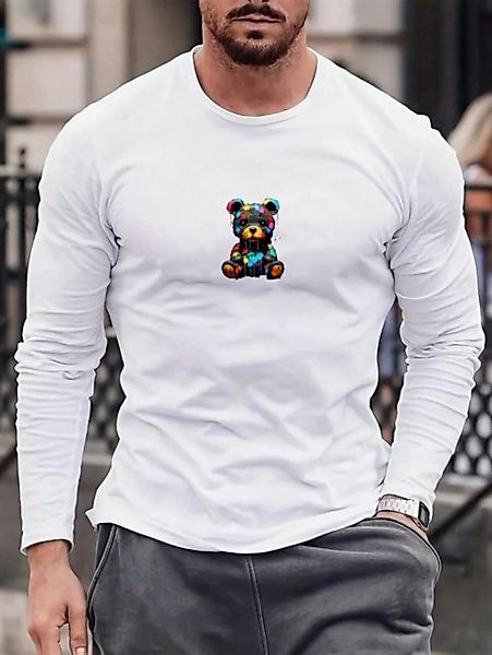 RMK Langarmshirt Herren Longsleeve Shirt Rundhals Basic Teddybär Bär aus Ba günstig online kaufen